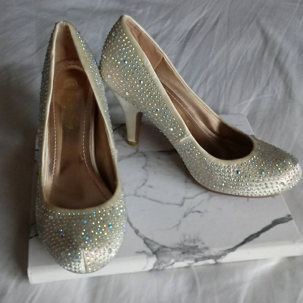 Jeweled prom heels